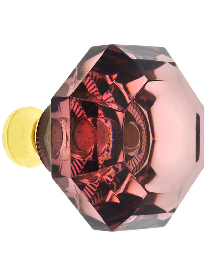 Amethyst Lead-Free Octagonal Crystal Knob with Solid Brass Base